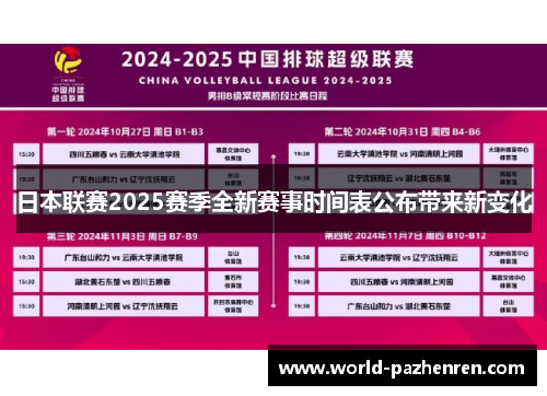 日本联赛2025赛季全新赛事时间表公布带来新变化