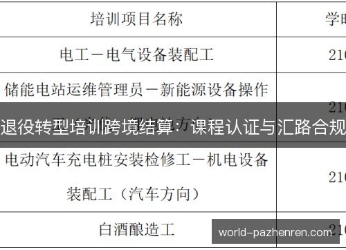 退役转型培训跨境结算：课程认证与汇路合规